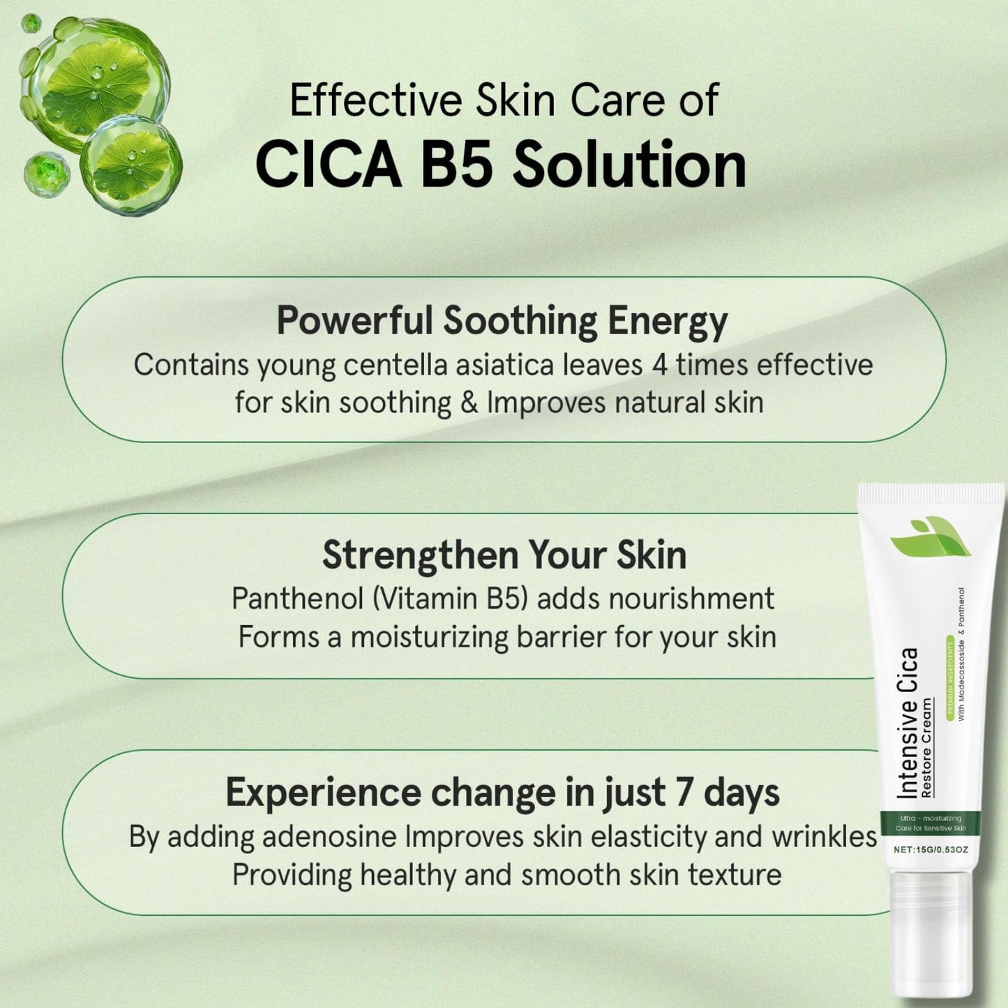 IZBEAUVO Intensive Cica Repair Cream, Centella Moisturizer Phytocin Cream Soothing Centella Asiatica Moisturizer Face, Ultra-Soothing & Hydrating Korean Care Cream for Sensitive Skin(15g/0.53oz)