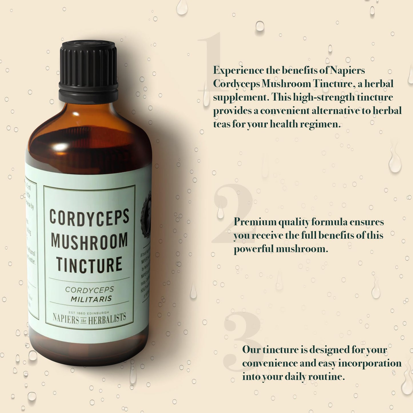 Napiers Cordyceps Mushroom Tincture (Cordyceps militaris) - Herbal Supplement - 1:3 45% - 250 ML