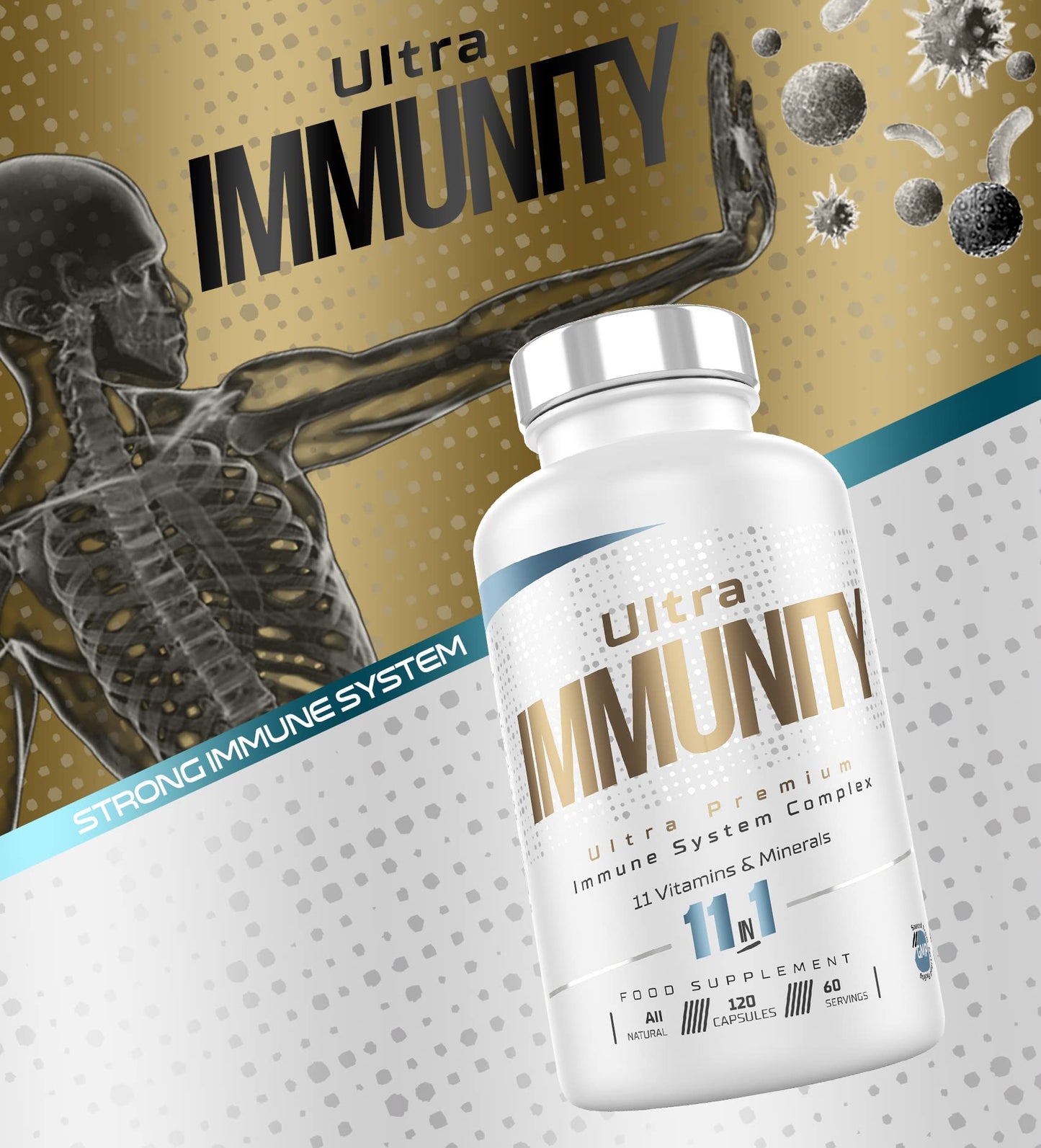 Ultra Premium Immune System Booster Supplement - Ultra Immunity | Immune System Support | Vitamin D, Vitamin C, Zinc, B12, Multivitamin 120 Capsules