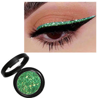 RUICHING Glitter Green Eyeshadow, Shimmer Single Eyeshadow, Bright Sparkly Eye Glitter Eye Make-Up, High Pigmented Long Lasting Colourful Metallic Smokey Christmas Eyeshadow Makeup for Women