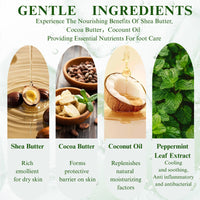 IZBEAUVO Peppermint Foot Cream for Cracked Heels and Dry Skin – Deep Moisturising athletes foot treatment with Shea Butter & Coconut Oil – Cooling Relief for Athletes Foot, Calluses & Hard Skin – 114G