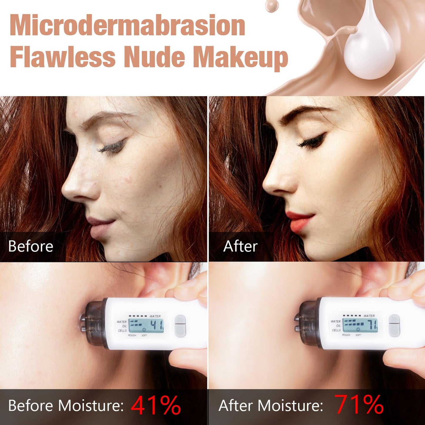 WANFAER 2PC Colour Changing and Moisturizing Foundation, Flawless Colour Changing Warm Skin Tone Foundation, Waterproof Liquid Foundation,Naturally, Long Lasting for Face Makeup