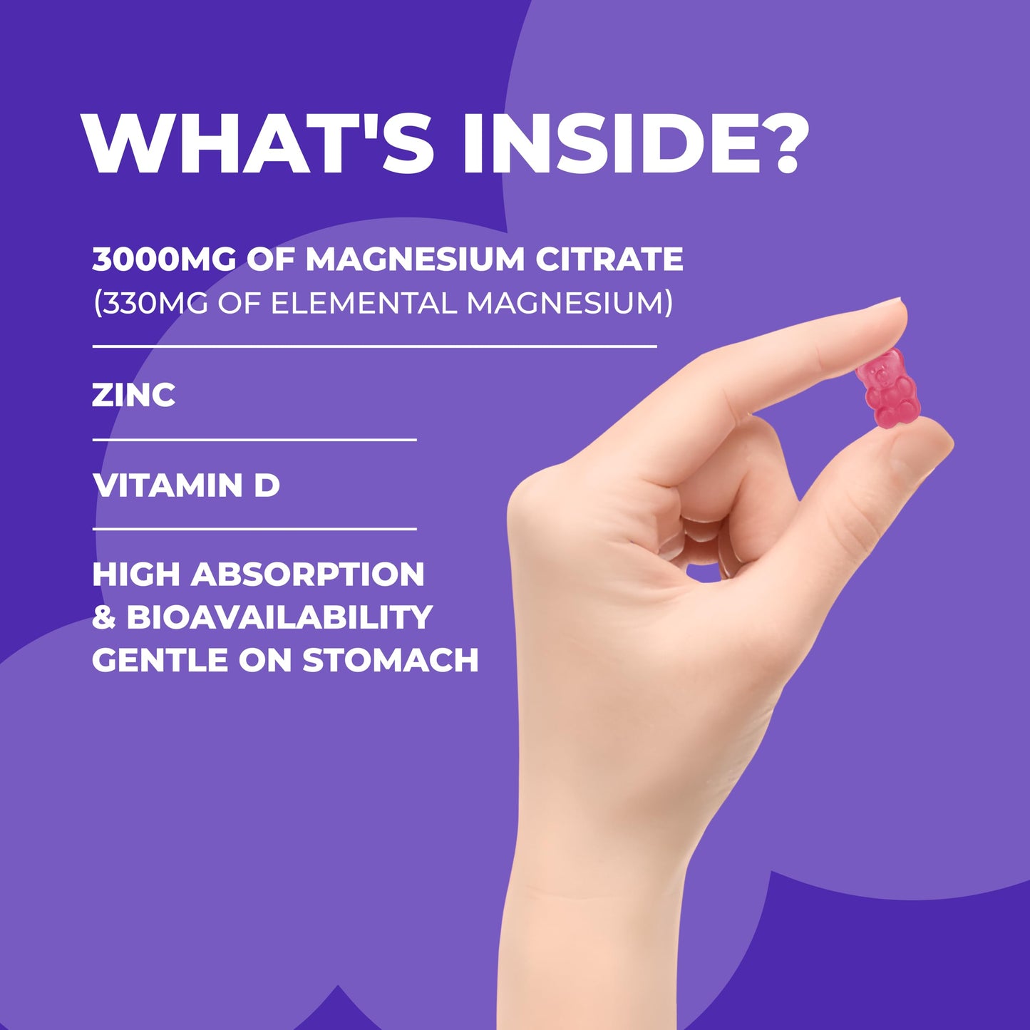 8 Hour Sleepwell 60 Vegan Chewable Magnesium Gummies for Adults -3000mg High Strength - Magnesium Citrate, Zinc & Vitamin D3-330mg Elemental Magnesium for Sleep, Muscle & Bone Support - by 8 HOUR SLEEPWELL