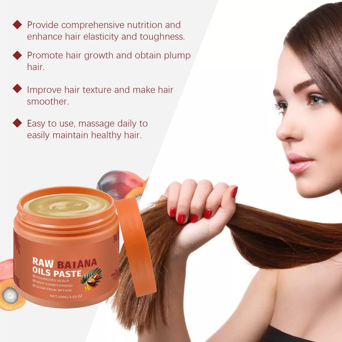 SingHao 100G Ba/tana Oil for Hair Growth,Ba/tana Hair Growth Oil,Raw Batan/a O/il Organic Bat/ana Hair Gro/wth Butter,Hair Thickening Products for Women,Hair Serum for Dry Damaged Ha/ir,Raw Bata/na O/il Paste