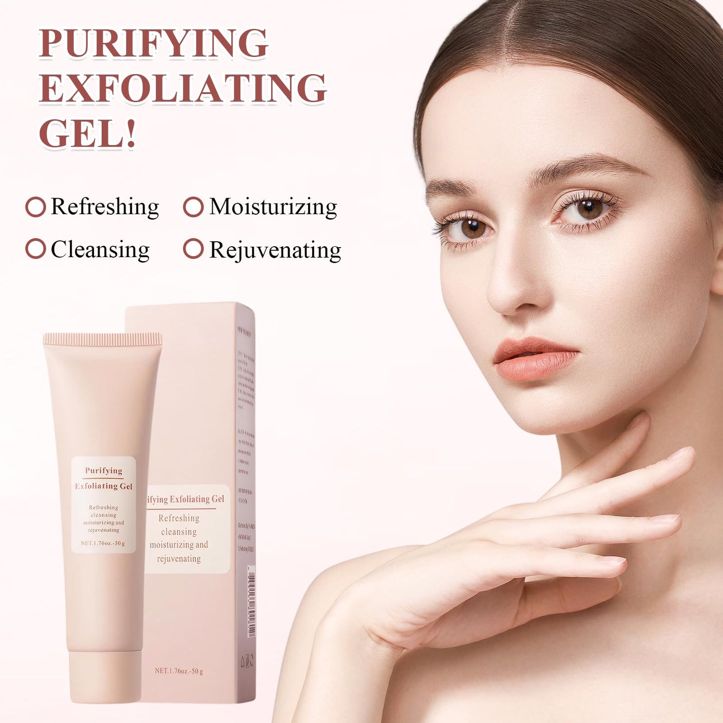 MADGININE 2-Pack Purifying Exfoliating Gel Purifying Cream 50g/Bottle Purifying Cream Purifying Exfoliating Gel Moisturizes the Skin Gentle Cleansing Unisex Suitable for Facial and Body Exfoliation