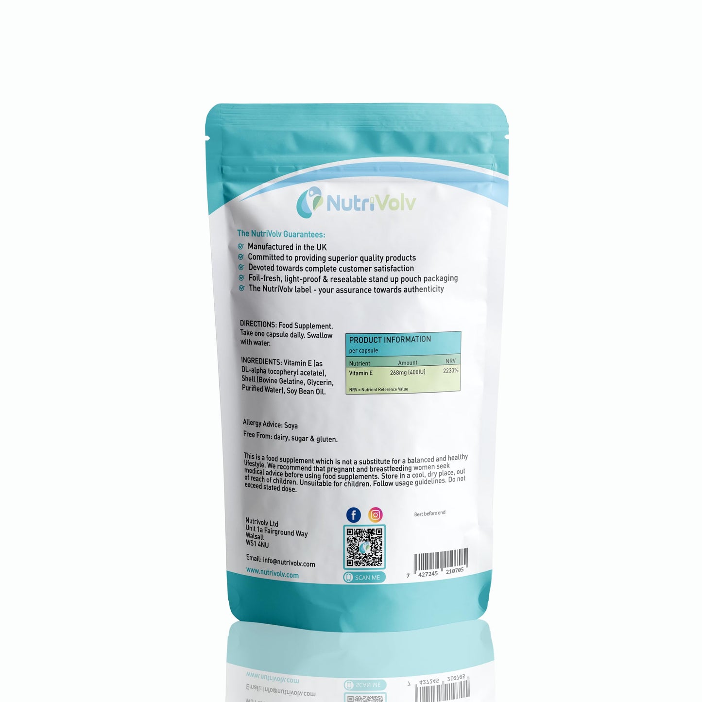 Nutrivolv Vitamin E 400IU - 90 Softgels | Antioxidant Supplement for Skin Support & Cell Protection | Helps Reduce Oxidative Stress, Promotes Healthy Skin & Immune Support
