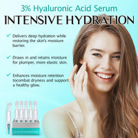 3% Hyaluronic Acid Serum Ultra-Hydrating Vials, 30Pcs Hyaluronic Acid Tubes, Deep Hydration Essence, Anti-Aging Serum for Face Single-Use Vials Skincare, Lasting Moisturizing,Firming Skin