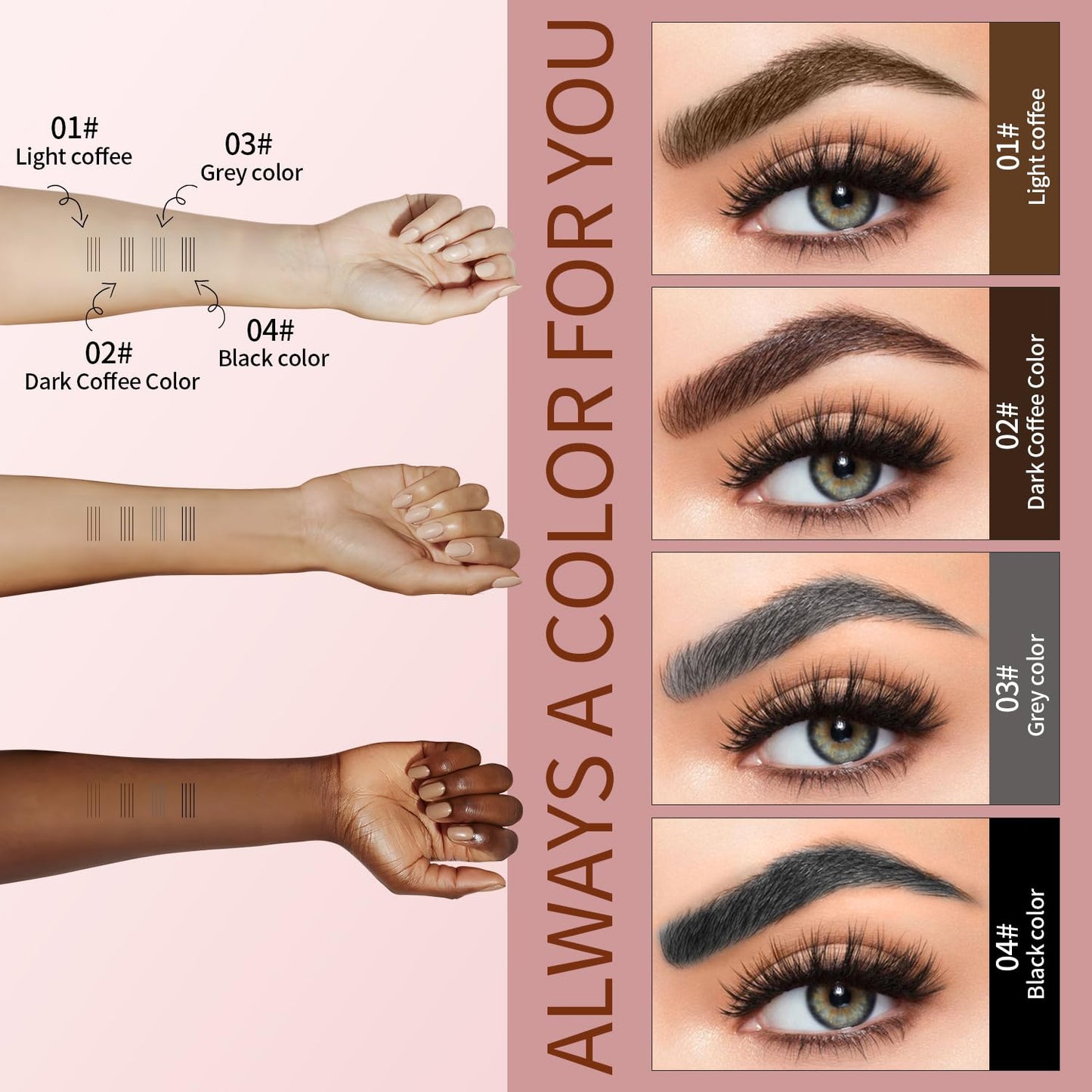 HZZYJ 2024 New Magic Eyebrow Pencil with 4 Micro-Fork Tip Long-lasting Waterproof Eyebrow Pen and Smudgeproof Brow Pen,Creates Natural Looking Defined Eyebrows(Dark Brown)