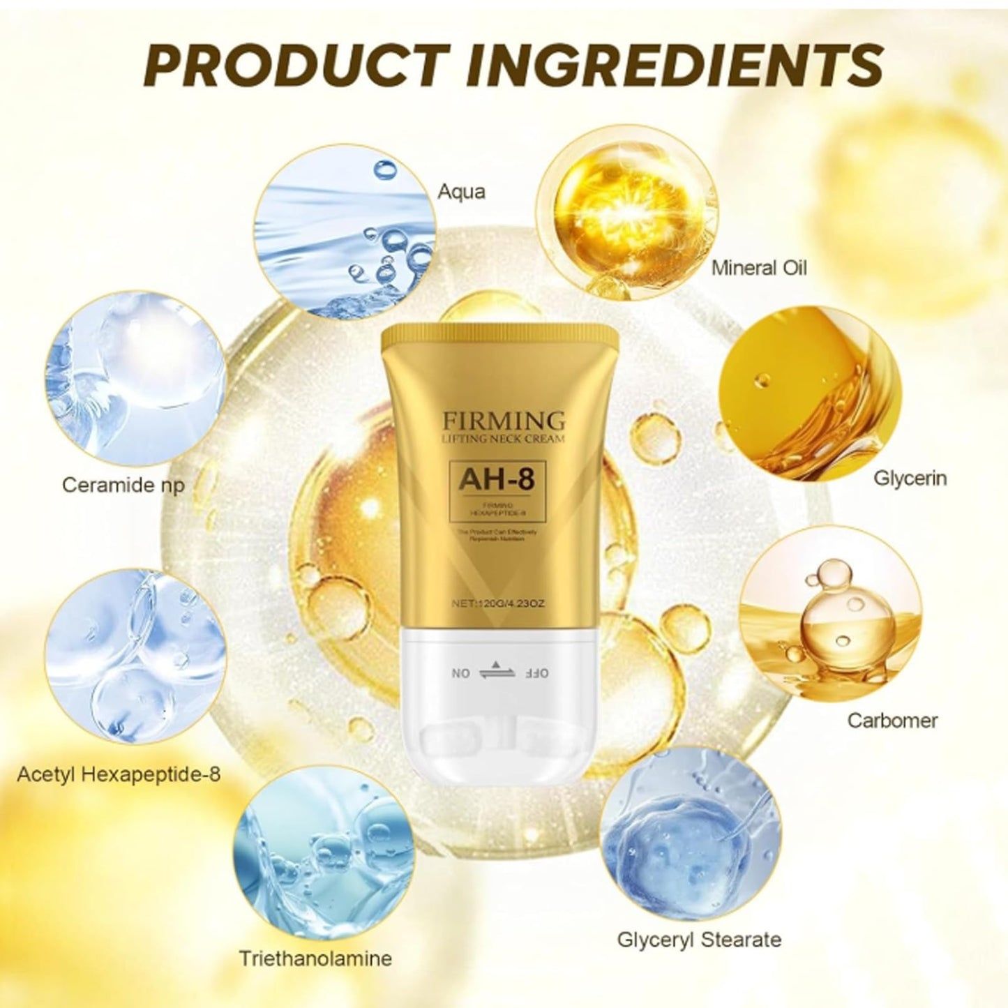 MEITREND Ah-8 Firming Neck Cream,Neck Firming Cream with Roller,Firm and Lift Neck Cream for Sagging Skin,Fade Fine Lines & Wrinkle,Neck Tightening Cream,Reduce Double Chin & Moisturizing,Tighten and Lift