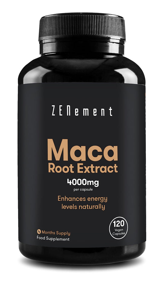 Maca Root Capsules 4000mg, High Strength Peruvian Yellow Maca Root for Men and Women | 120 Vegan Capsules (4 Months Supply) | Zenement