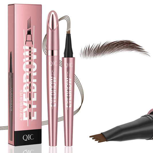 Shengqialun Eyebrow Pencil, Microblading Eyebrow Pen, Eyebrow Pen with 4 Micro-Fork Tip Long-lasting Waterproof Smudgeproof Eyebrow Pen Creates Natural Looking Defined Eyebrows (Dark Brown)