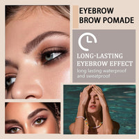 AuraAnge Waterproof Eyebrow Pomade Gel with Brush - Long Lasting, Tinted, Transfer-Proof, Sweat Resistant, Quick Drying - Professional Makeup in Dark Brown
