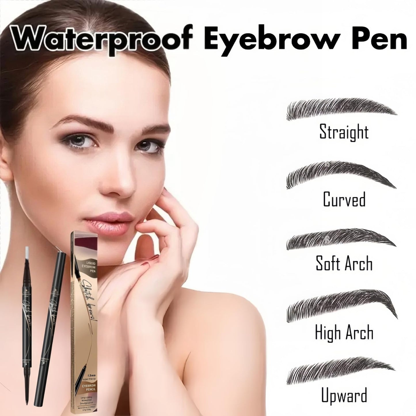 Oumun Eyebrow Pen,2-in-1 Eye Brow Pencils for Women with 4-Fork-Tip & Precise Brush-Tip,Waterproof Eyebrow Pencil Contouring Pen,Dual Ended Eyebrow Pen,Black Eyebrow Tint,Brow Microfilling Pen,Brow Tint Pen