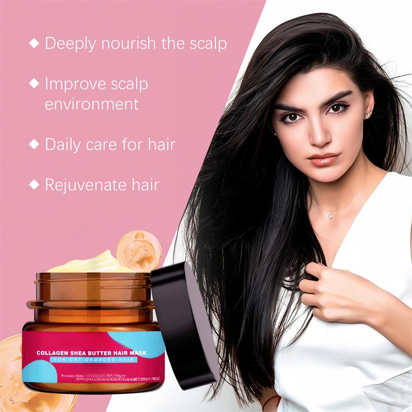 Oumun Collagen Shea Butter Hair Mask,Keratin Hair Treatment,Keratin Hair Mask,Collagen Hair Mask,Repair Hair Mask,Hair Treatment Mask,Collagen Hair Treatment,Hair Gain Mask,Hair Oil Mask,Keratin Mask