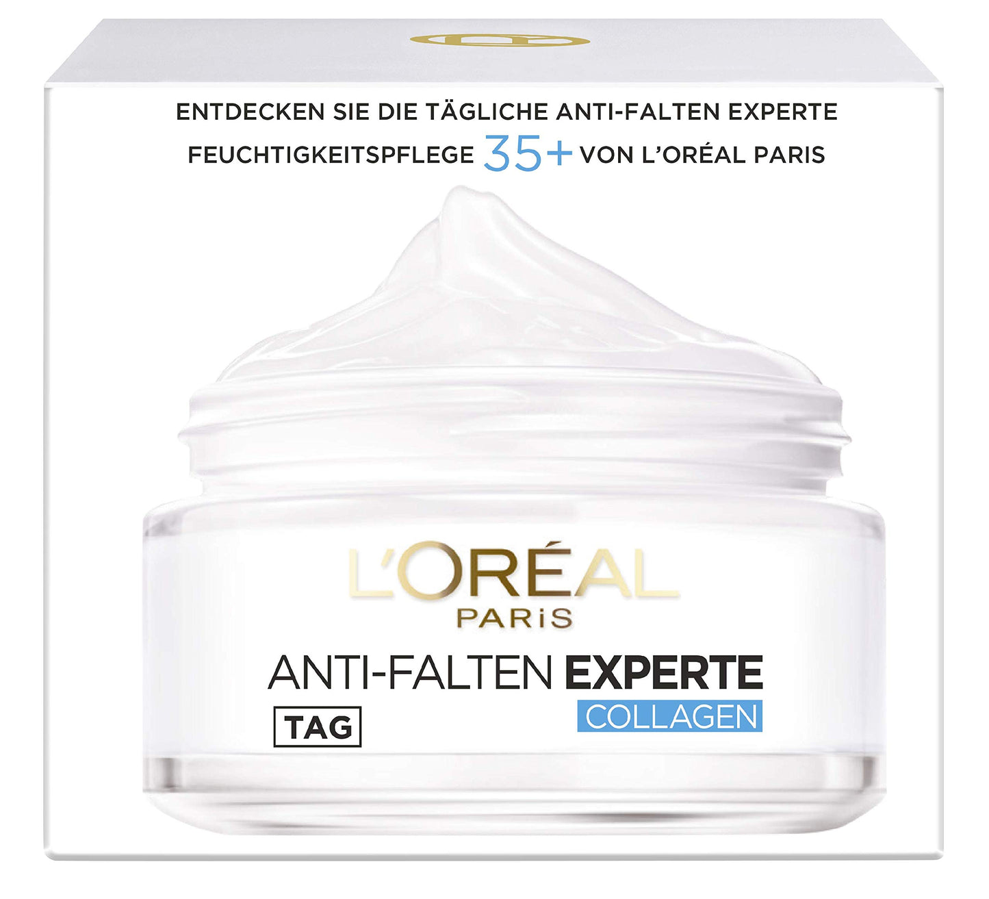 L'Oréal Paris Moisturising Care for the Face, Nourishing Anti-Ageing Cream with Collagen Biospheres, Reduces Wrinkles and Moisturises 24H Anti-Wrinkle Expert 35+, 1 x 50 ml