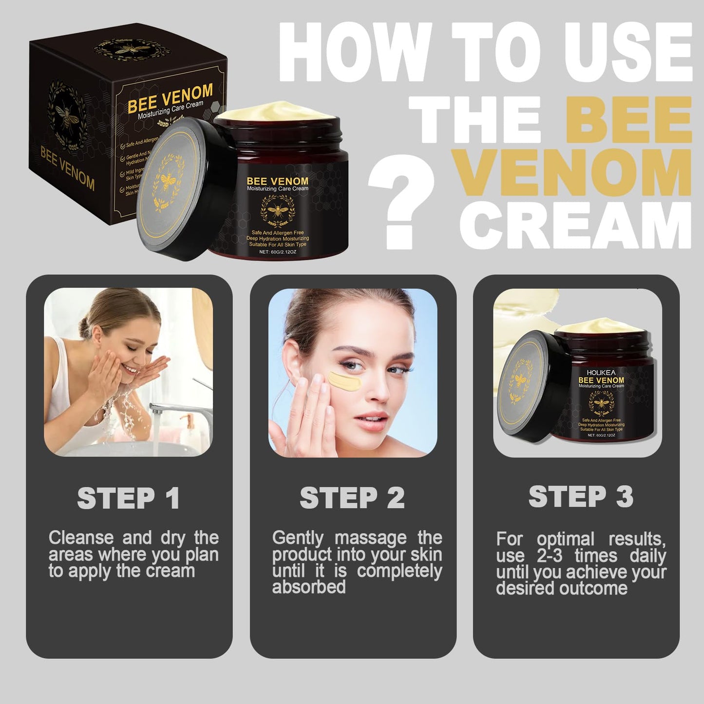 Trendyfave Bee Venom Skin Treatment Cream,Bee Venom Cream For Wrinkles Skin Repair Cream Deep Hydration Natural Ingredients, Soothes Skin, Moisturizing For All Skin Types