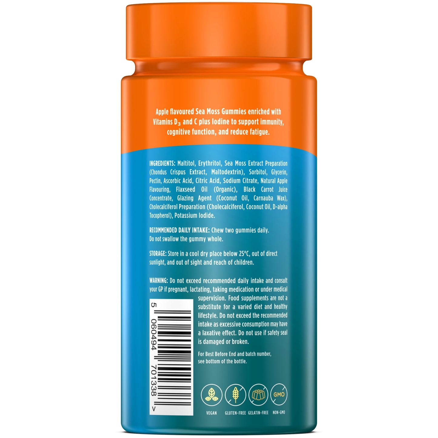 Wellgard Vegan Sea Moss Gummies, Formulated for Immunity with Iodine, Vitamin D3, Vitamin C, 60 Gummies