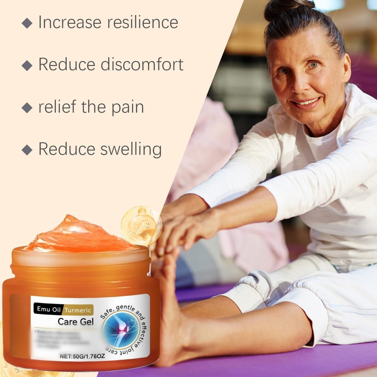 Xinyig 50g Em/u Oil Turmeric Pain Relief Gel,Massage Oil for Pain Relief,Instant Soothing Joi/NTS Massage Gel,Emu Muscle and Join/T Cream,Massage Gel for Muscle Joi/Nt Pain Relief,Soothing Body Repair Cream