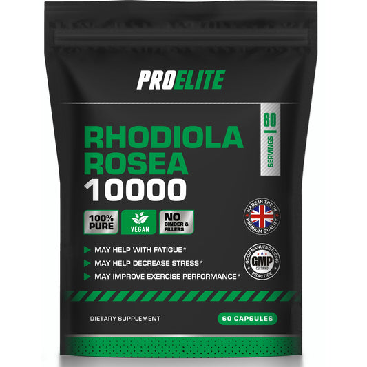 Rhodiola Rosea Extract 500mg 60 Vegan Capsules | 3% Standardised Rosavins 1% Salidrosid | Arctic Root Nootropic Adaptogen Supplement | Premium Rhodiola Root Extract | Made in UK by PROELITE