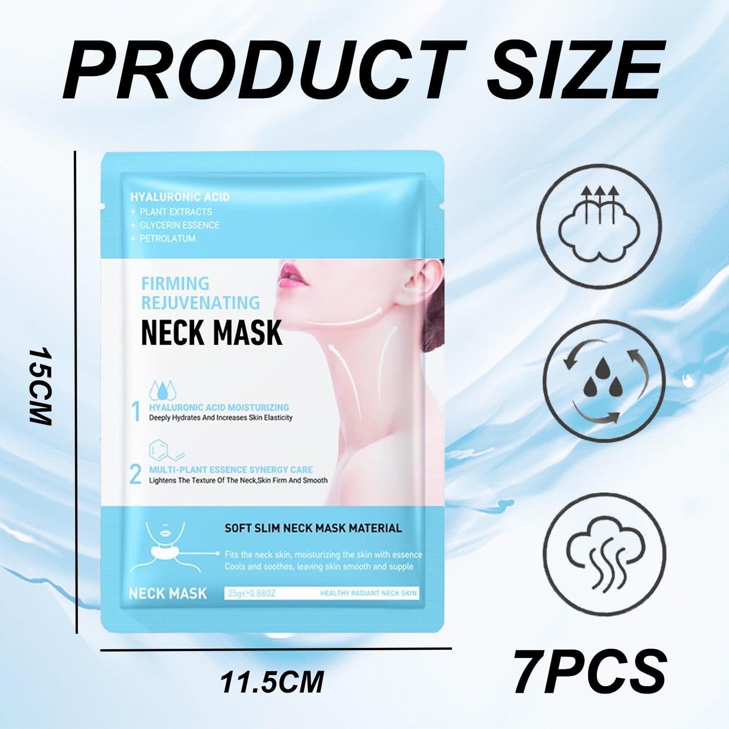 Bavooty Firming Rejuvenating Neck Mask,Neck Tightening &Wrinkle Patches,Moisturizing Mask,Revitalizes and Improves Skin Elasticity for Tired Skin,7pcs