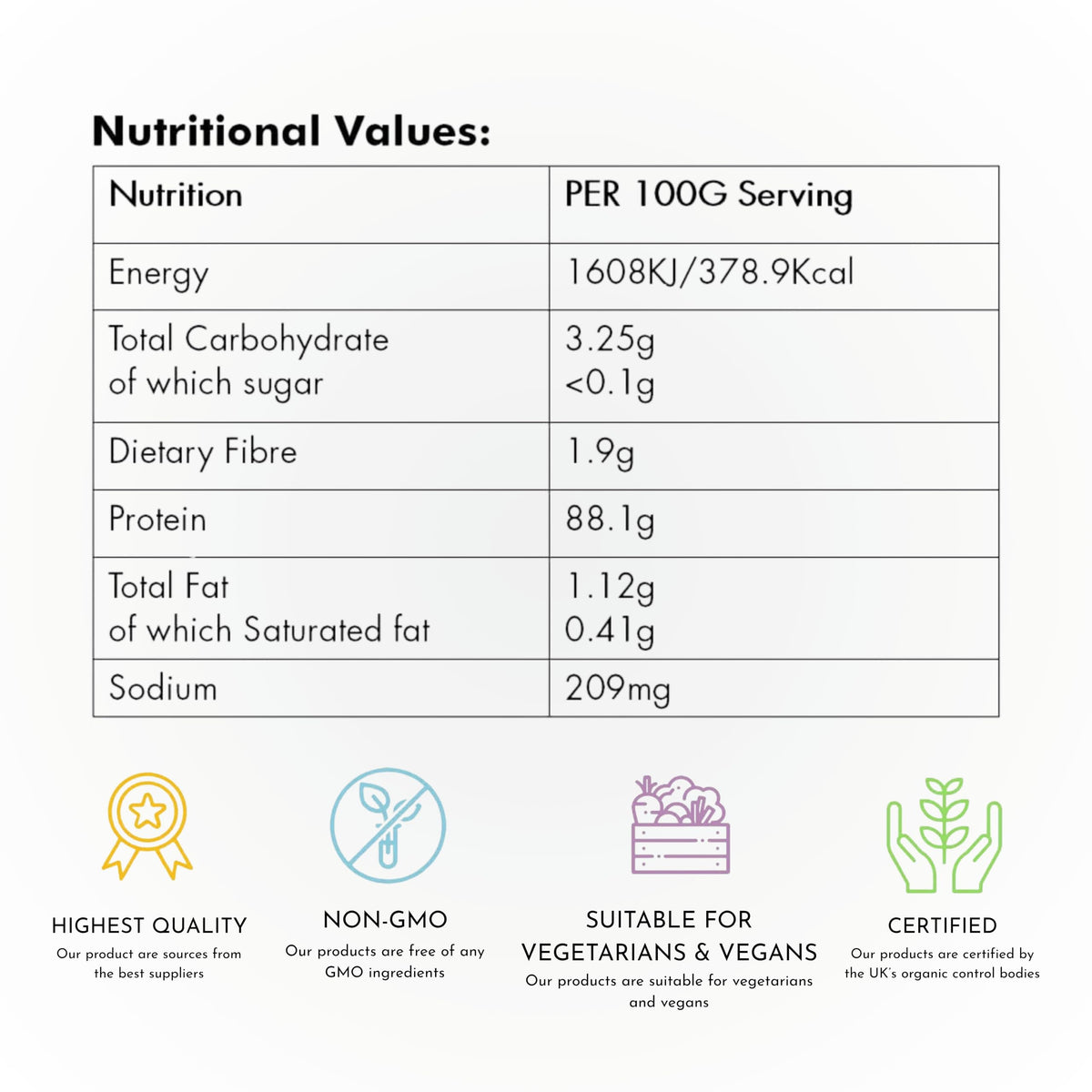 Cutetonic® Organic Rice Protein Powder 100% Pure (500g)