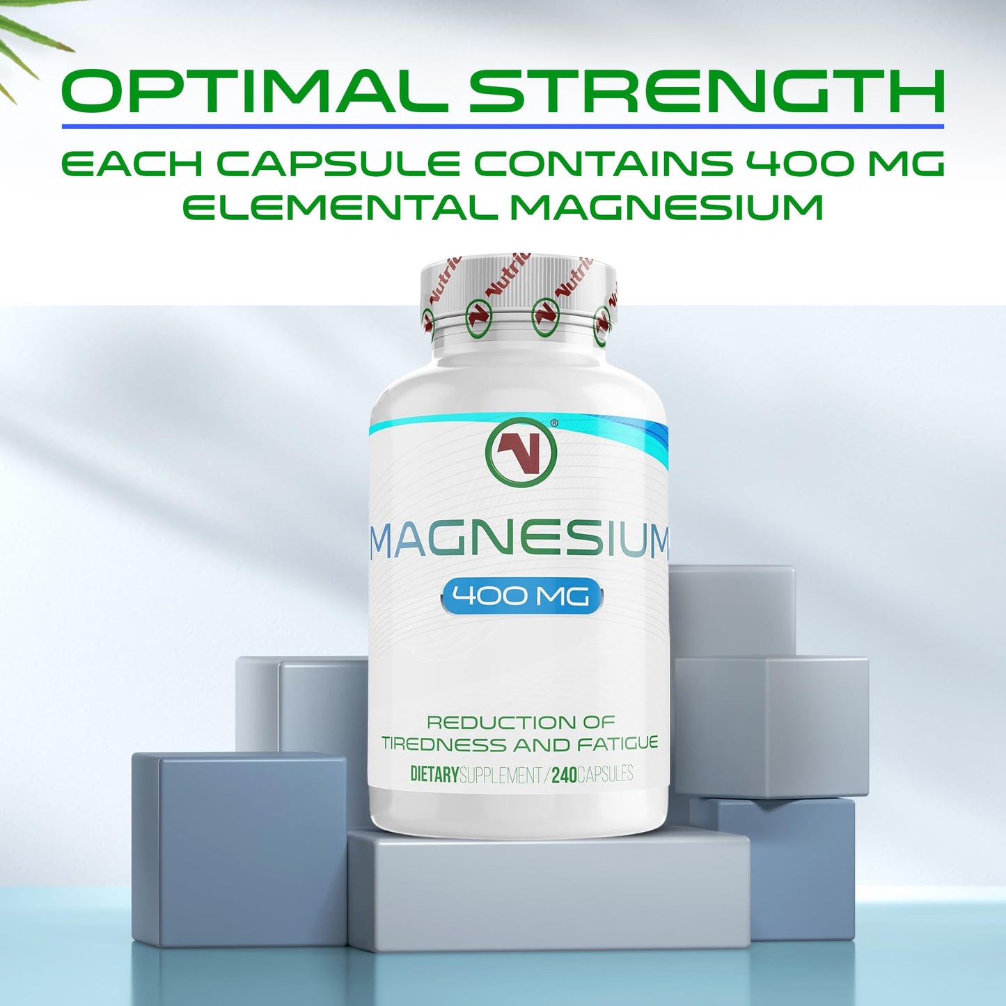 Mega Strong Magnesium Capsules 400mg | 240 Easy to Swallow Supplements | 8 Months Supply | Reduce Tiredness and Fatigue