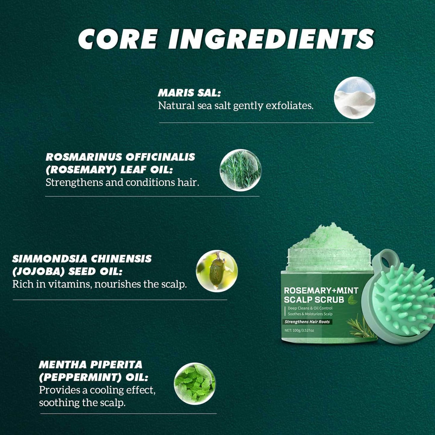 DMQ Rosemary Scalp Scrub with Mint Oil, Mint Scalp Exfoliator, Scalp Cleansing Nourishing, Prevent Hair Loss,Dandruff and Build-Up Remover, Scrub Cream with Scalp Massager, 100g
