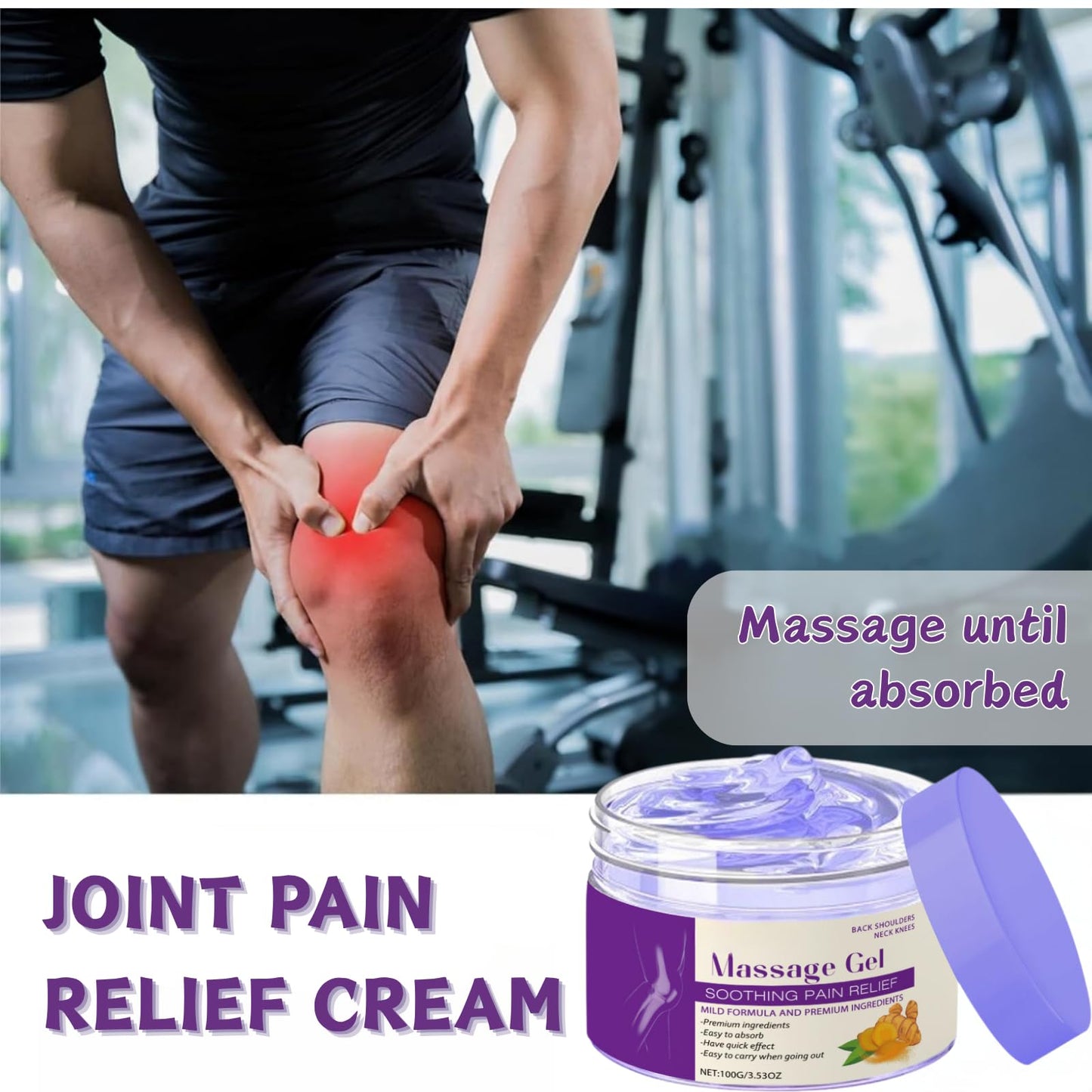 Kr-EIN Massage Gel - Soothing Pain Relief Massage Gel 100g - Natural Joint Pain Relief Purple Gel, Rapid Absorption Joint Cream for Back, Neck, Knees, Sports Recovery, Deep Muscle Pain Relief