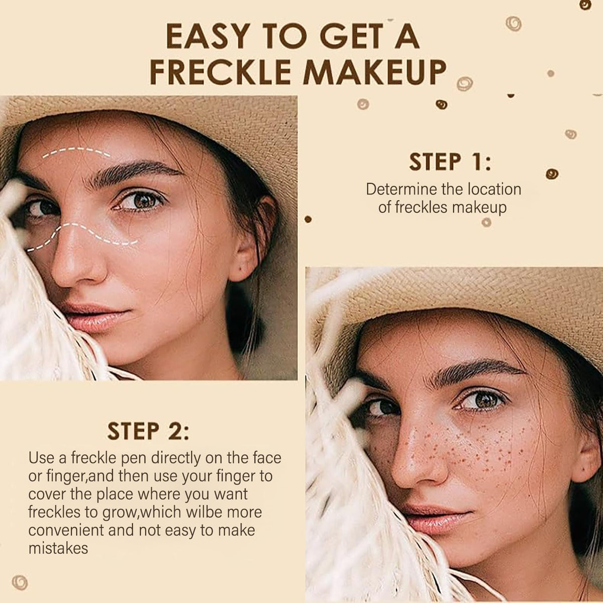 Lomeya Waterproof Freckle Pen - Create Effortlessly Natural Sunkissed Makeup with Soft Dot Spot Pen (Light Brown)