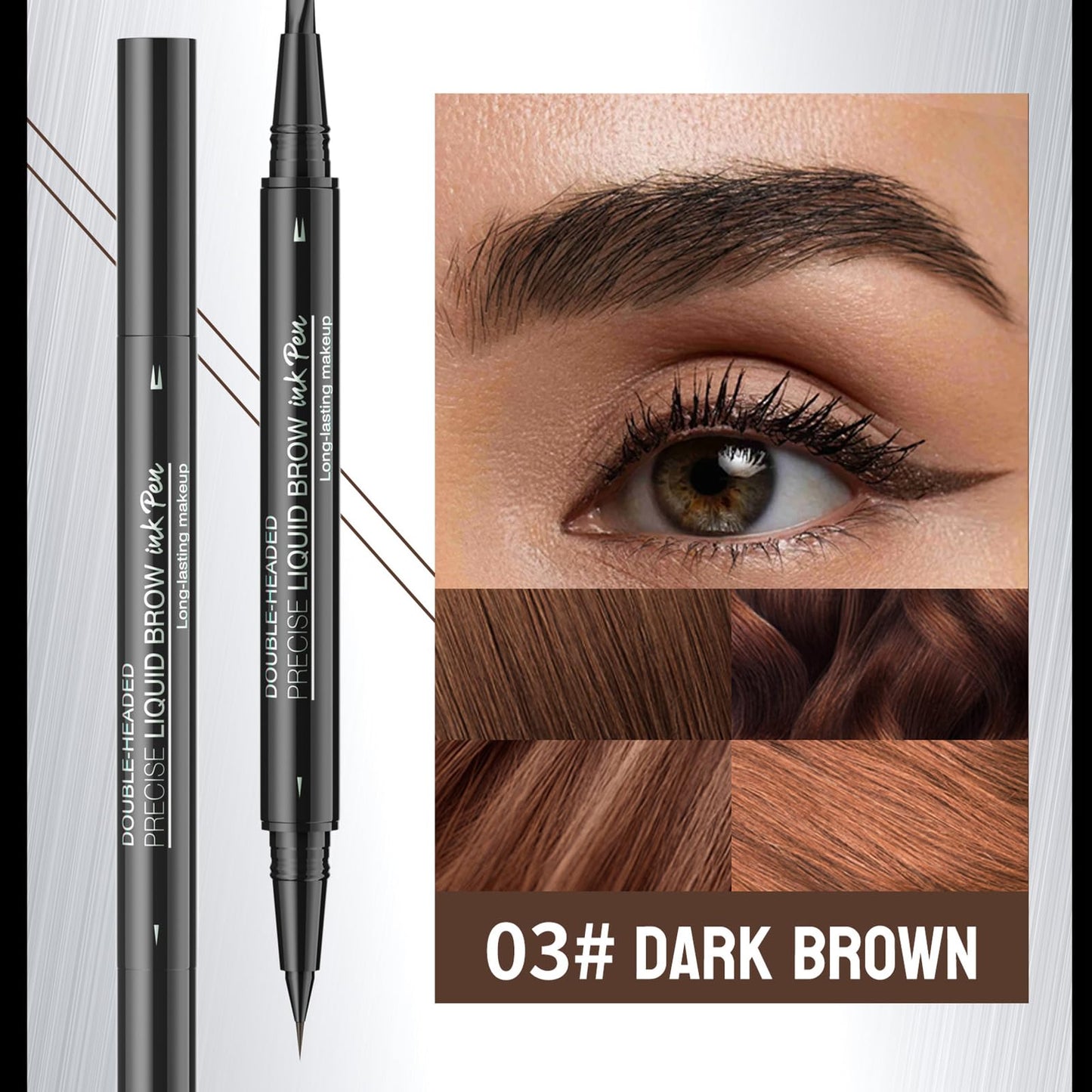 CTUBLIAUNX Eyebrow Pencil Dark Brown, Smudge-proof Eyebrow Pencil with 2 Fork Tip and Precise Brush-Tip, Waterproof Eye Brow Pen Instantly Creating Natural 3D Beauty Brow for Makeup Starter
