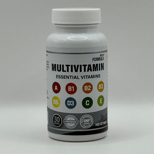 Heartmin Ultra-Potency Multivitamin for Men & Women - 30 Vegetarian Tablets with Essential Vitamins A, B1, B2, B3, B6, D3, C, E - Daily Immune, Energy & Bone Support - Ages 12+ (1-Month Supply)
