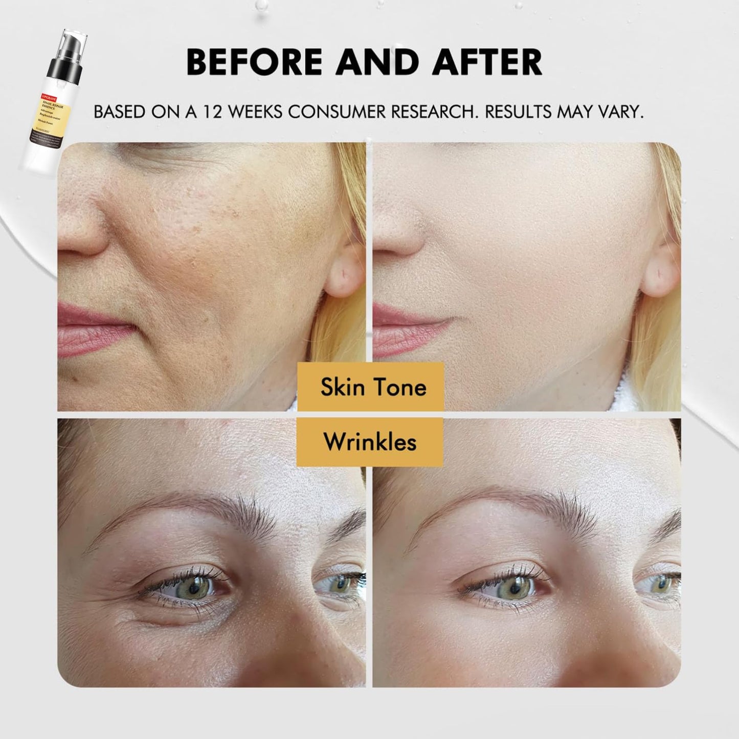 ISBEAUSOLS Snail Mucin Essence-Face Serum for Women-Skin Care with Hyaluronic Acid,Niacinamide&Collagen-Anti-Dark Spots, Wrinkle, Aging Brightening Serum Face-Collagen Snail Essence 100ml