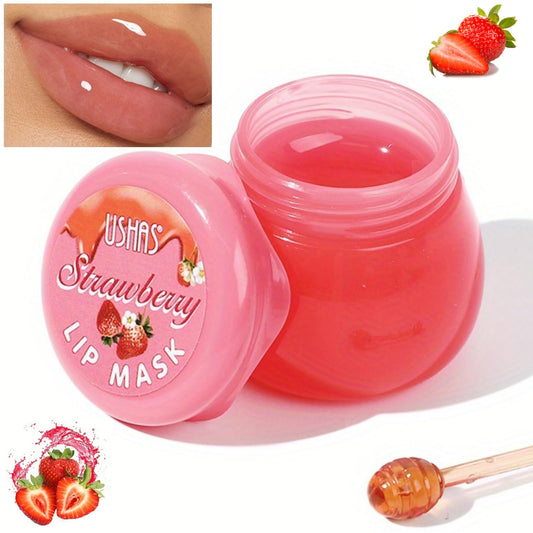 TBeautfave Lip Sleeping Mask, Strawberry Lip Mask Overnight Lip Balm Lip Oil Lip Moisturiser Nourishing for Dry Chapped Peeling Cracked Lips Lip Plumper Fades Lip Lines Lip Repair Lip Care