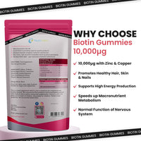 Nutrivolv Biotin Gummies 10,000mcg | 60 Vegan Gummies | 60 Day Supply | for Hair Growth & Skin & Nails Health | Natural Peach Flavour | Vitamin B7 Gummies | Gelatine Free | Sugar Free | Non-GMO | by NutriVolv