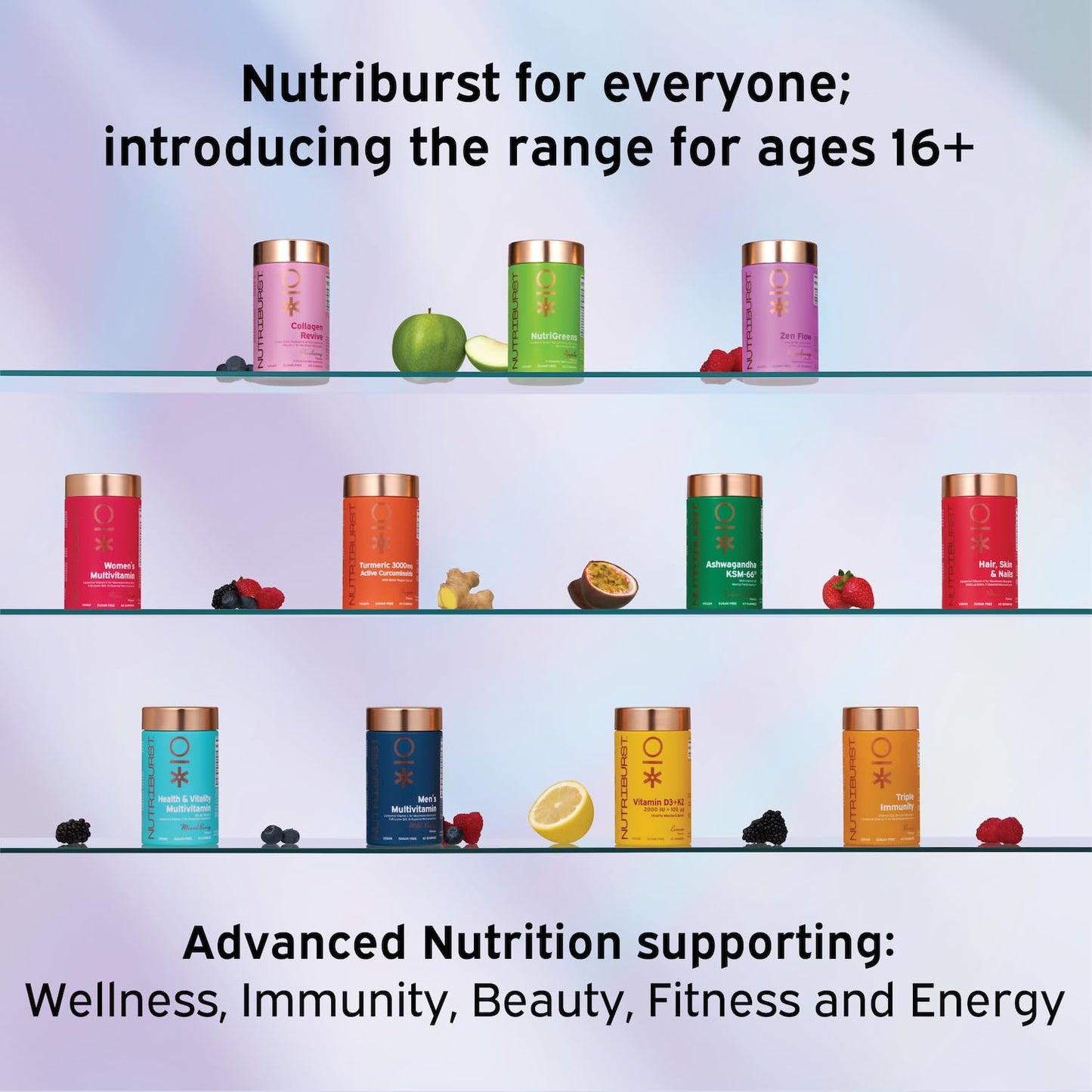 Nutriburst SuperKidz - Chewable Multivitamin for Health, Growth & Development - 13 Essential Nutrients: Vitamin A, B12 C, D3, E, Iron, Omega-3 - Vegan + Sugar Free - Orange Flavour - 30 Gummies