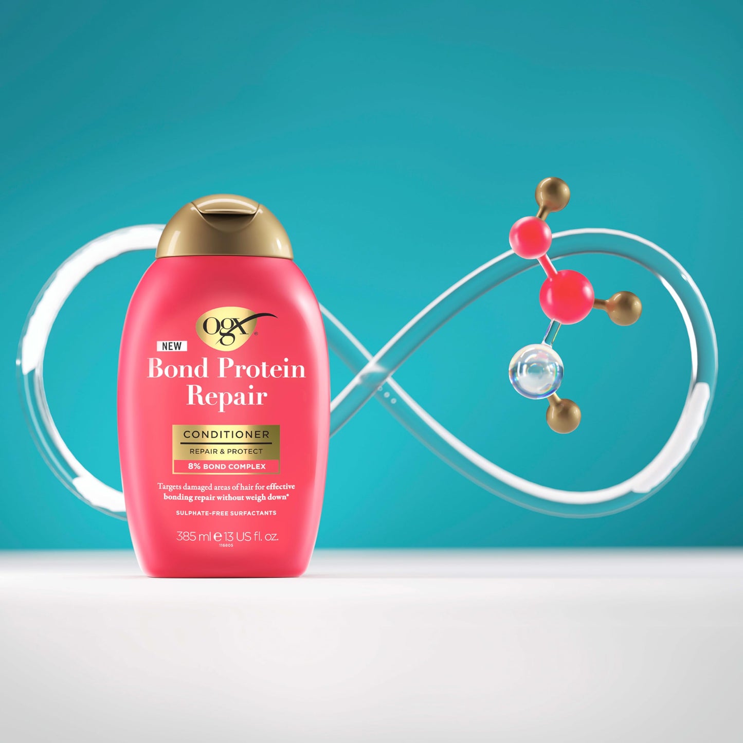 OGX Bond Protein Repair Conditioner with 8% Bond Complex, Targets Damaged Areas of Hair for Effective Bonding Repair without Weighing It Down, Sulfate Free, 385ml