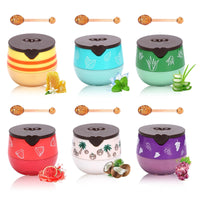DOOCECIY 6 PCS Honey Lip Bee Balm Set, Moisturizer Fruit Honeybalm for Dry Chapped Peeling Lips