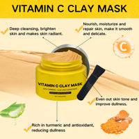 TBeautfave Turmeric Vitamin C Clay Mask Deep Cleansing Face Mask Skin Care Improve Dark Spots and Even out skin tone Facial Mask