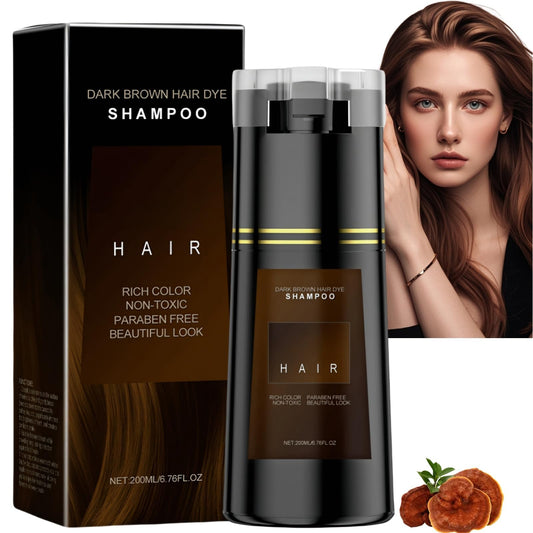 Polar Hair Dye Shampoo,3-In-1 Sham/poo for Color Treated Ha/ir,Instant D/ye Sha/mpoo,H/air Colour Sh/ampoo for Women Grey Ha/ir Coverage,Home Hair Dy/e Pure Plant Extract,Anti Grey Shampoo(Dark Brown)
