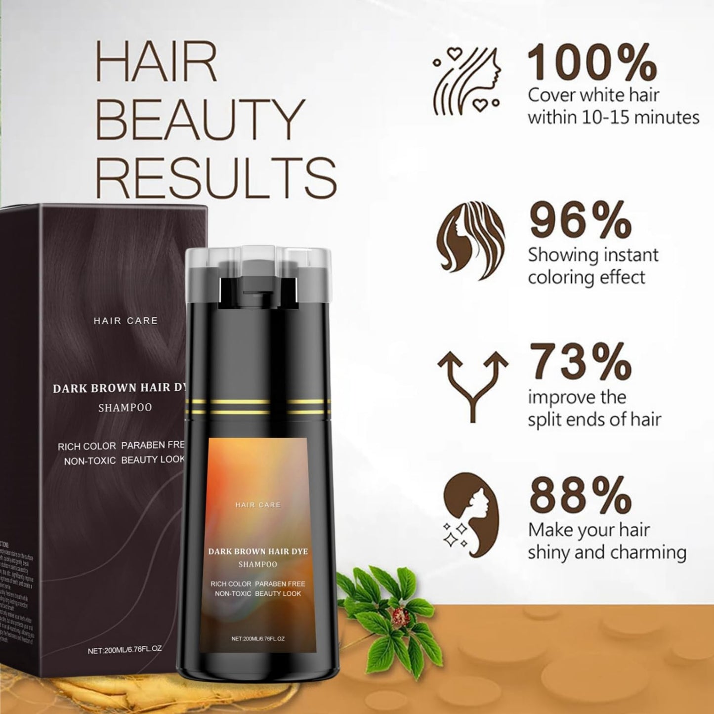 SingHao Polar Hair Dye Shampoo,3 in 1 Sha/mpoo for Color Treated Ha/ir,Nova Hai/r D/ye Sham/poo,Dark Brown Hai/r Dy/e Permanent,H/air D/ye Care,Ha/ir Care Instant Dy/e Shamp/oo,H/air Color Sh/ampoo#Dark Brown