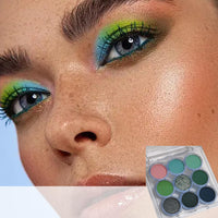 GEEWHILE Green Eyeshadow Palette, Cyan Dark Green Eye Shadows Palette For Women Long Lasting Waterproof Shimmer Matte Eyeshadow Make-Up Palettes Highly Pigmented Blendable Cyan Forest Green Eyeshadow Pallet