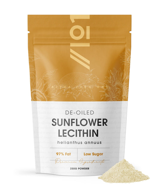 ALPHA01 Sunflower Lecithin Powder 250g - De-Oiled 97% Essential Fat - Premium Quality - Resealable and Recyclable Pouch by Alpha01