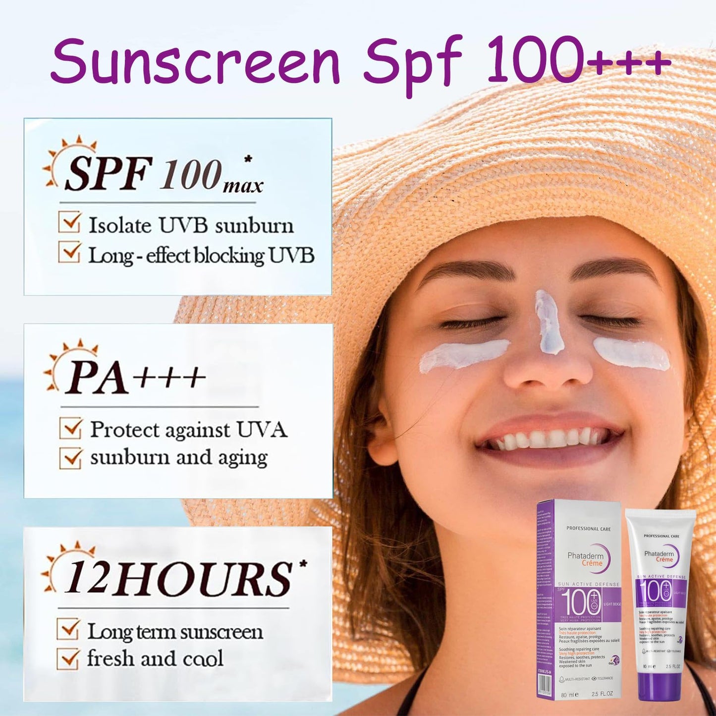 ChicNana Sunscreen SPF 100+, Sun Cream SPF 100 PA+++, Very High Protection Suncream Factor 100, Very Water + Sweat Resistant, Refreshing, Ultra Light UV Protetion Face Sunscreen Non Greasy & Non Sticky (80ml)