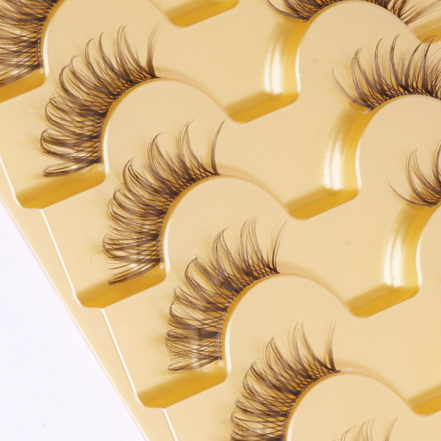 Half Lashes Brown Lash Strips Clear Band Eyelashes Natural Fake Eyelash Wispy False Lash Pack 8 Pair CC Curl Dark Brown Half Eyelashes 3/4 Corner Falsies
