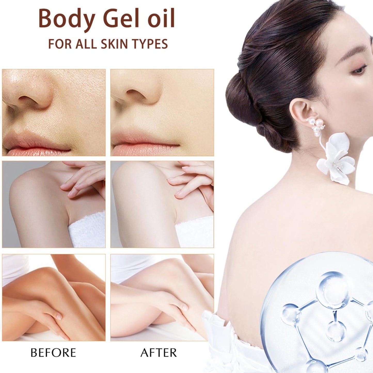 Koji Acid Essential Oils for Skin - Body Oil for Women - Watery Oil Texture Whitening Massage Oil Gel- Face&Body Skin Care - Moisturizing Oil Gel For Dry Skin - Bright Skin Tone (200ML, Koji Acid)