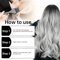 OunTechGlory Natural Essence 2-in-1 Extract Cream - Metallic Silver Gray Hair Dye for Glossy Conditioning and Easy Grey Hair Color