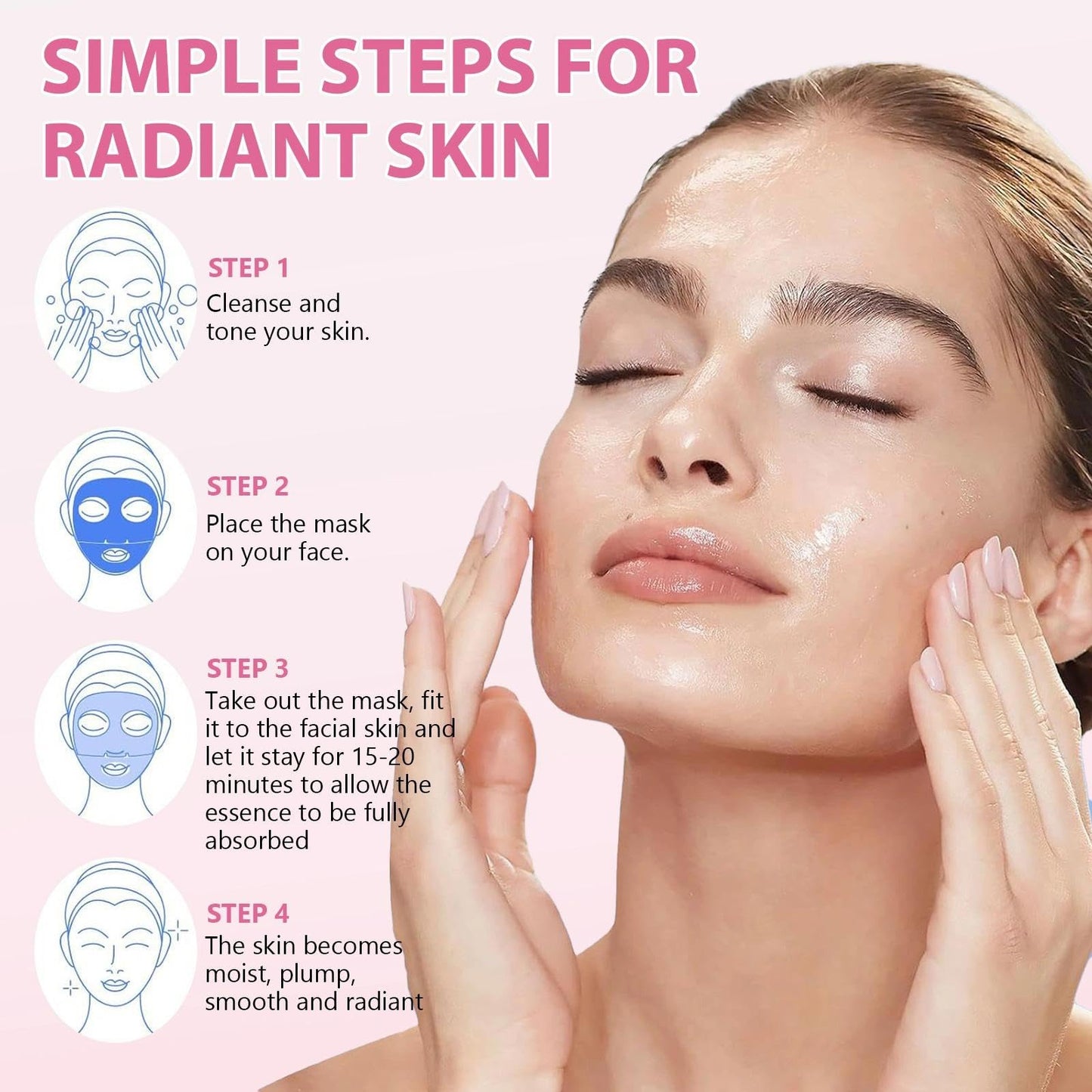 Wormeer 4PCS Collagen Face Mask - Face Masks Skincare for Deep Hydration & Firming - Glass Skin - Collagen Overnight Peel-Off Mask to Improve Fine Lines