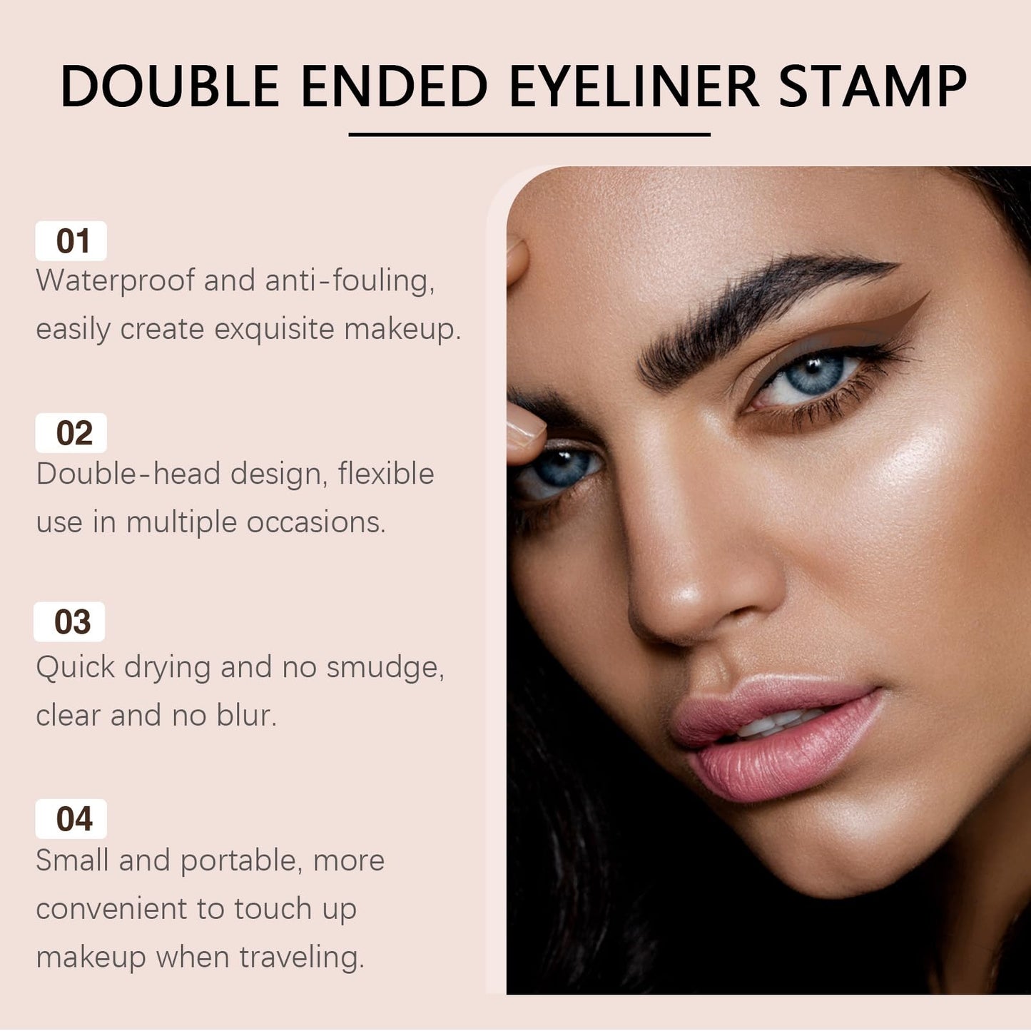 QinZiEn Eyeliner Stamp,Double-Tip Rotatable Winged Eyeliner Stamp,Waterproof Eyeliner,Non Smudge Eyeli/ner,Eyeli/ner Tool for Beginner,Eye Make-Up,Eyel/iner Stencil,Quick Dry Eye/liner Pen,Black Eye/liner