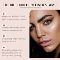 QinZiEn Eyeliner Stamp,Double-Tip Rotatable Winged Eyeliner Stamp,Waterproof Eyeliner,Non Smudge Eyeli/ner,Eyeli/ner Tool for Beginner,Eye Make-Up,Eyel/iner Stencil,Quick Dry Eye/liner Pen,Black Eye/liner