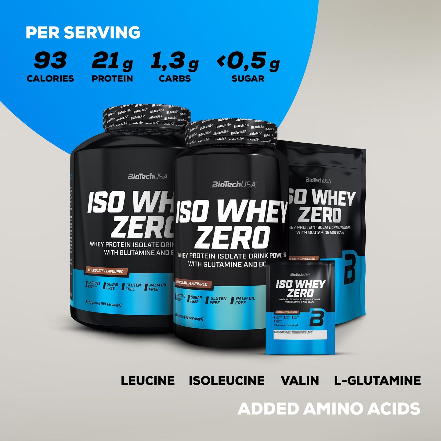 BioTechUSA Iso Whey Zero | Gluten, Sugar Free | Lactose Reduced | Premium Whey Protein Isolate, 500 g, Raspberry